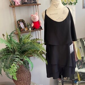 City Chic 18 Elegant Black Ruffle Layered Shorts Romper Adjustable Straps